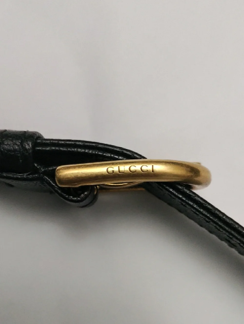 Gucci Black Leather Belt with Gold Buckle